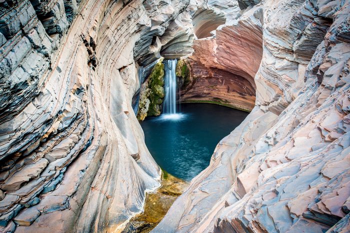 SPA Pool, Hamersley Gorge at sunset, Western Australia. Karijini National Park