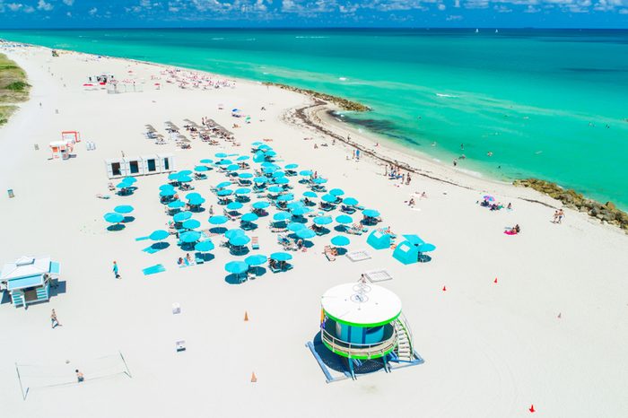 Aerial view of Miami Beach, South Beach, Florida, USA.