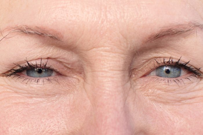 old woman blue eyes close up