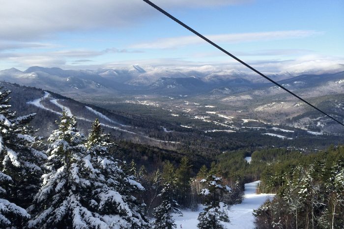 Snowy slope in the mountains 