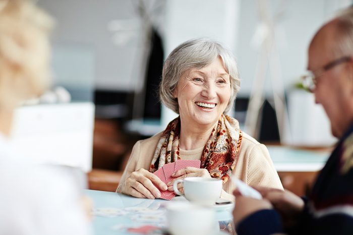 Positive granny with her friends