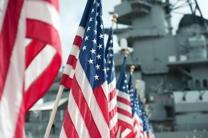 US flags at Pearl Harbor memorial