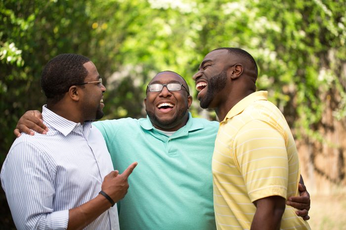 Brothers laughing and having fun.