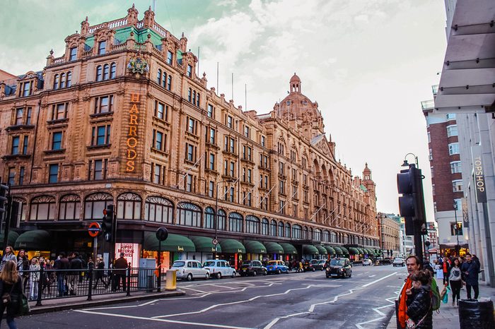 LONDON, ENGLAND, UK - APR 12, 2012: Harrods Mega Store Street View