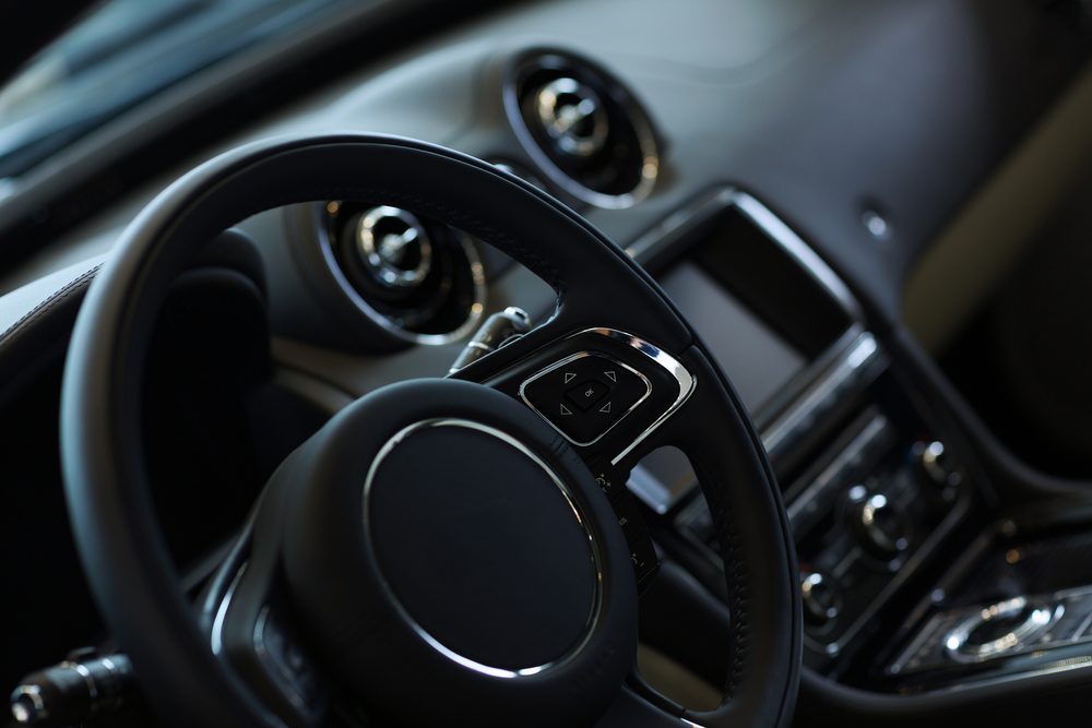 Interior view of car with black salon