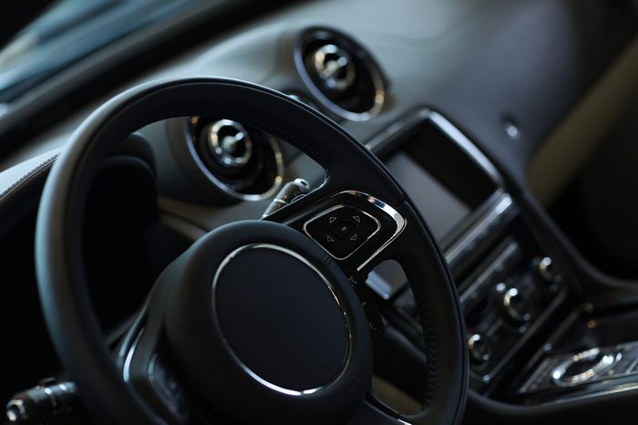 Interior view of car with black salon