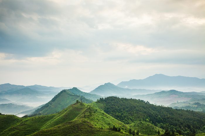 mountains under mist in the morning in Zixi county, Fuzhou city,Jiangxi Province,China