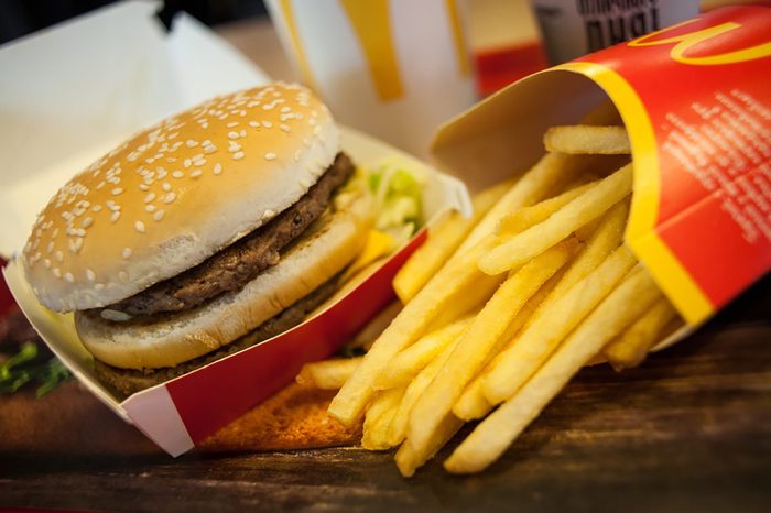 Minsk, Belarus, May 18, 2017: Big Mac hamburger menu in a McDonald's restaurant.