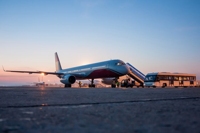 Airplanes on the early morning airport apron