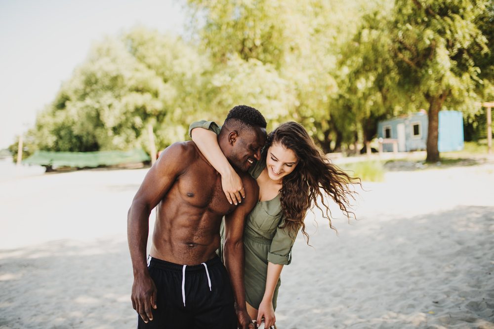 A loving couple on a beach