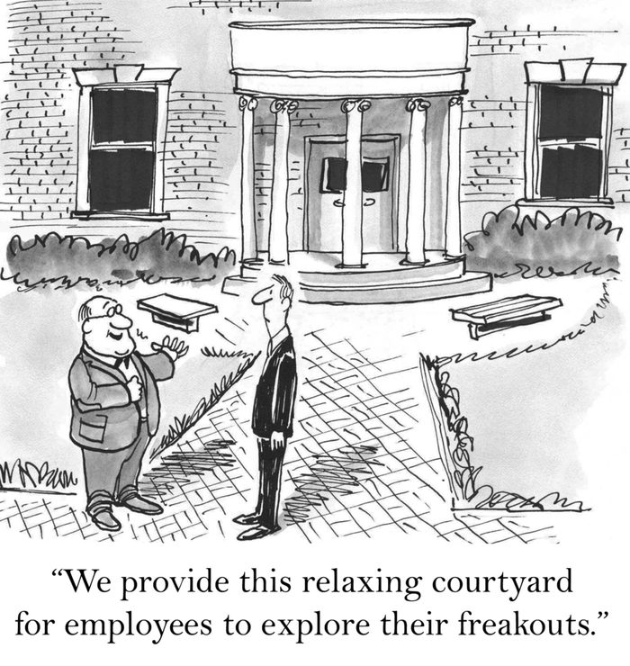 "We provide this relaxing courtyard for employees to explore their freakouts."