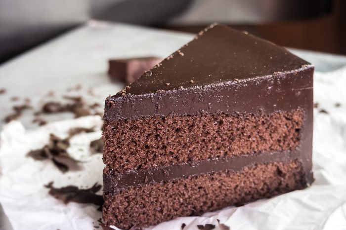 chocolate fudge cake,selective focus.