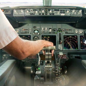 Pilots in cockpit