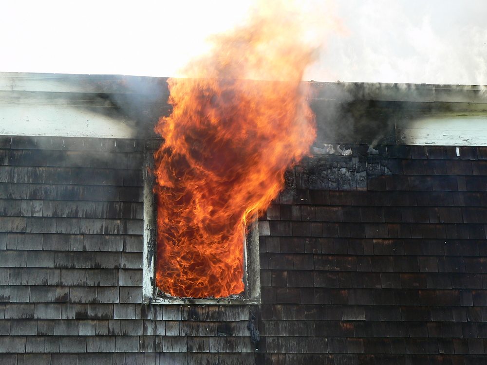 House fire close up