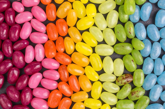 background of jelly beans with different colors and flavors