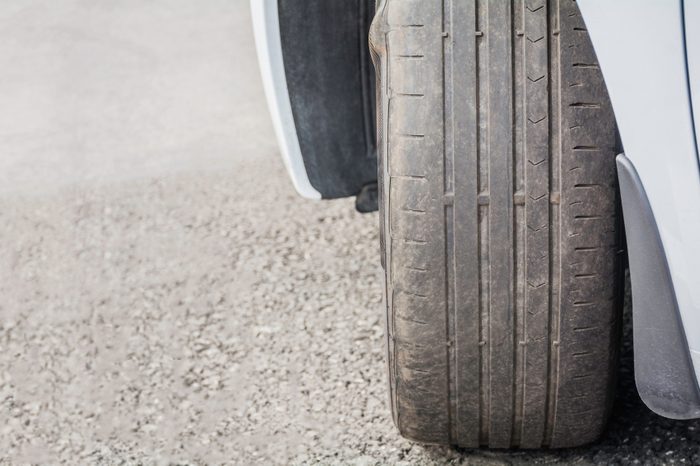 Worn Out and Damaged Car Tire