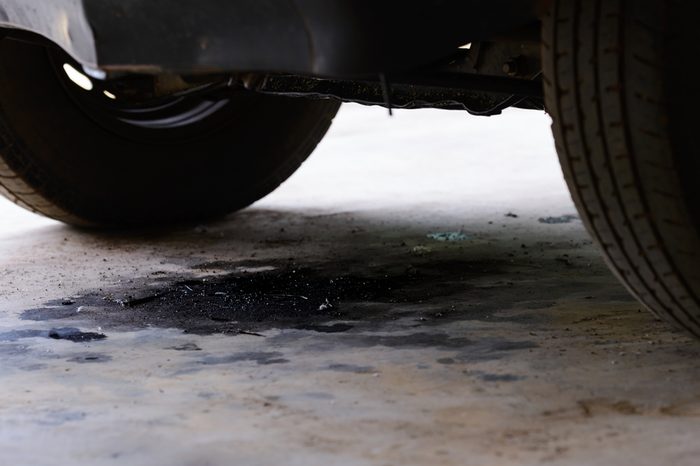 Oil leakage from old car.