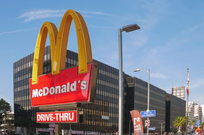 Los Angeles, California/United states Of America-April 6,2018: Close up shop sign McDonald's is on the road W Century Blvd in Los Angeles.