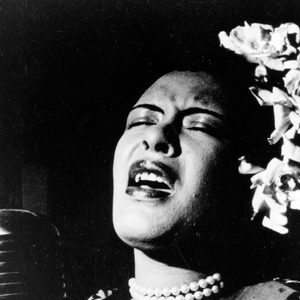 Black and white photo of Billie Holiday