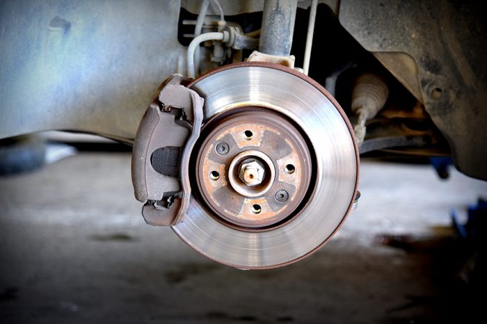 brake pad and disk on car