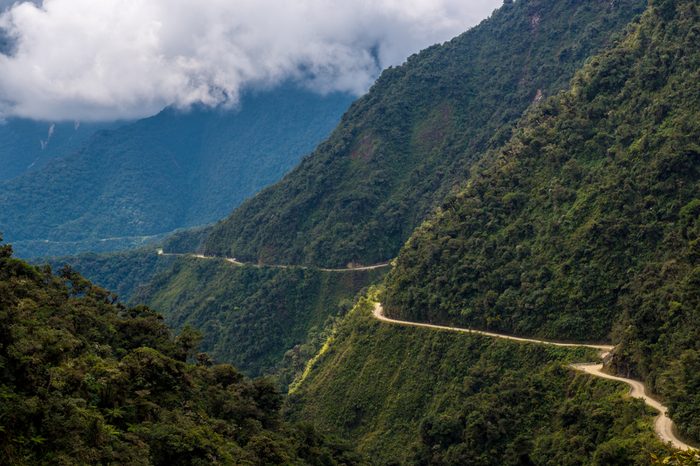 The Death Road is one of the most dangerous roads in the world. The North Yungas Road in Bolivia, leads from La Paz to Coroico and is popular for travellers to brave the danger and cycle down.