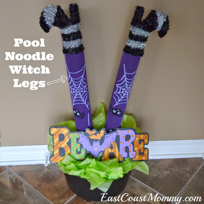 pool noodle witch legs