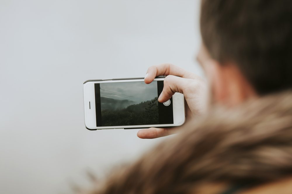 young outdoor recording with your mobile phone