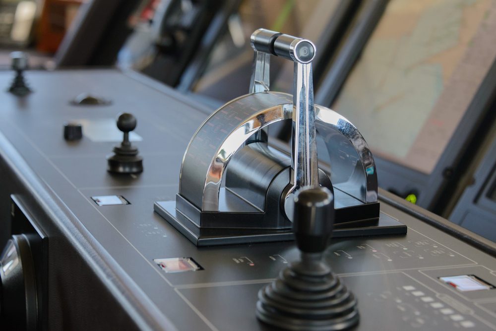 Control panel in ship with steering gear