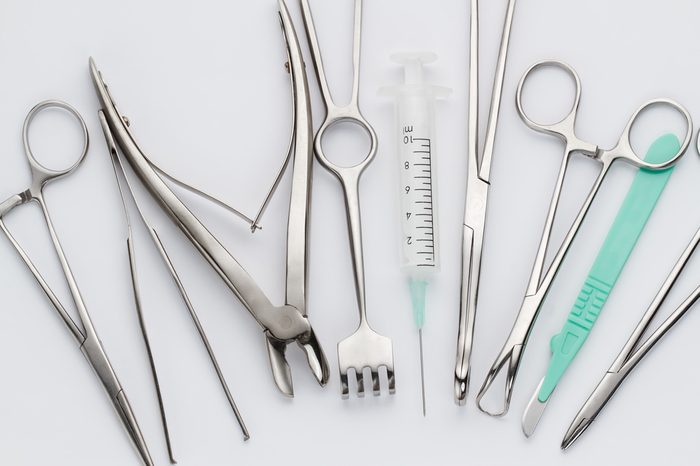 Overhead view of surgical instruments