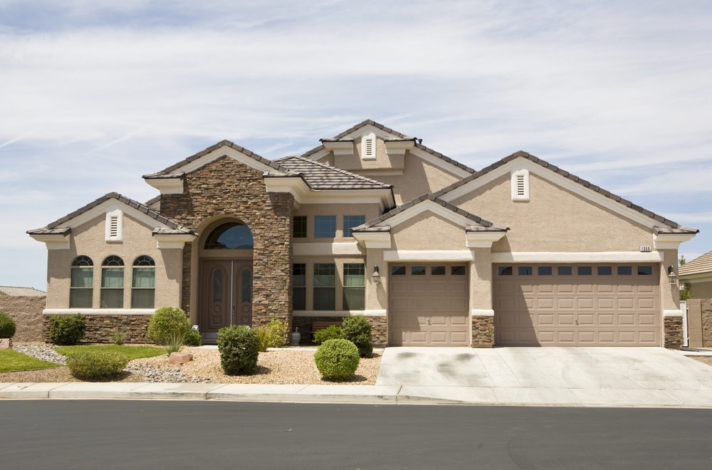 Tan stucco modern home in Las Vegas Nevada