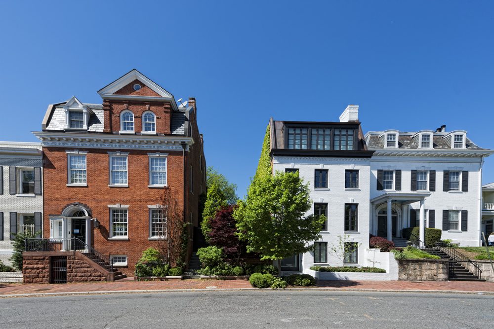 georgetown dc washington houses on sunny spring day