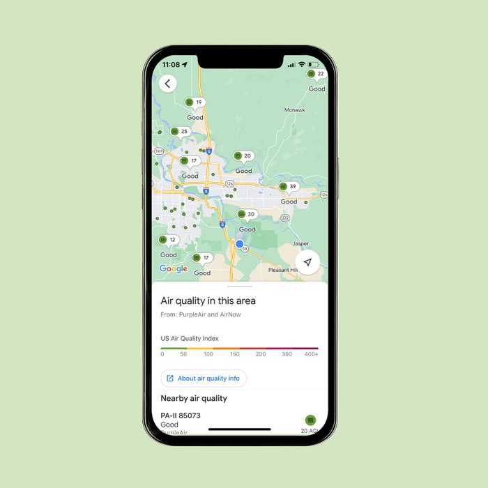 air quality layer on google maps