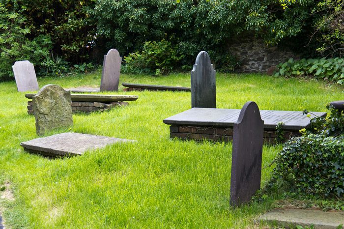 Group of old cemetary tombstones