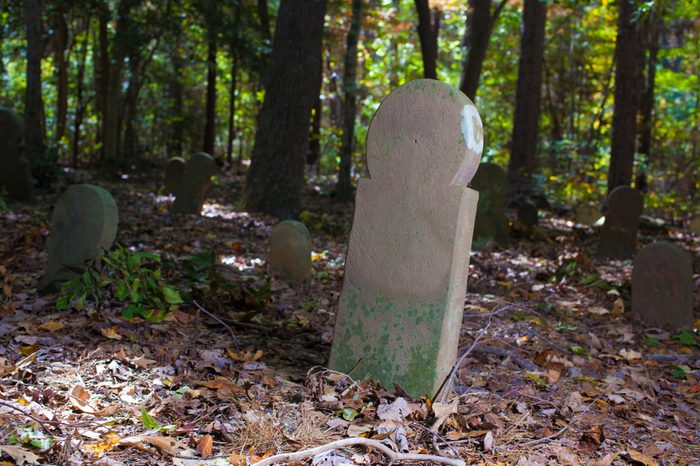 Very old stone grave stones in Old Scottish Cemetery in North Carolina