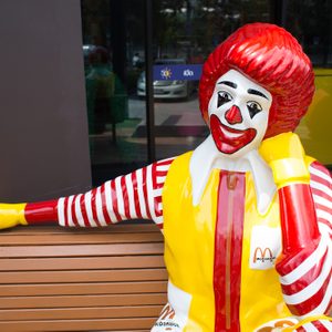 BANGKOK, THAILAND - MARCH 15 : Mascot of a McDonald's Restaurant on March 15, 2015 in Bangkok, Thailand. It is the world's largest chain of hamburger fast food restaurants.