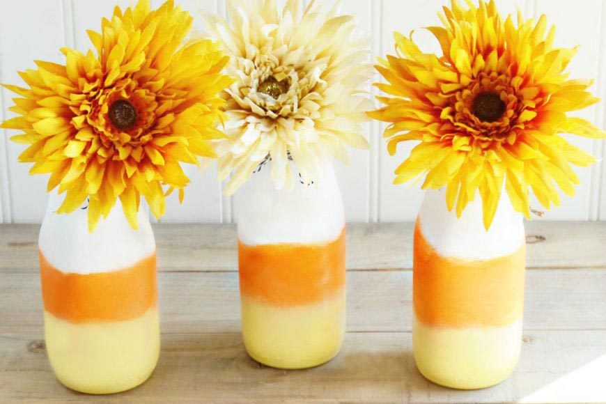 candy corn vases halloween craft