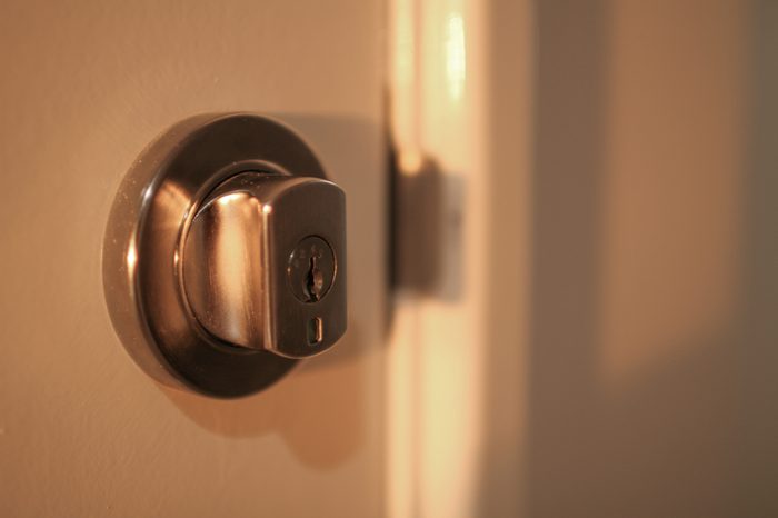 Lockwood Paradigm Double Cylinder Deadbolt on a white door in a new home build