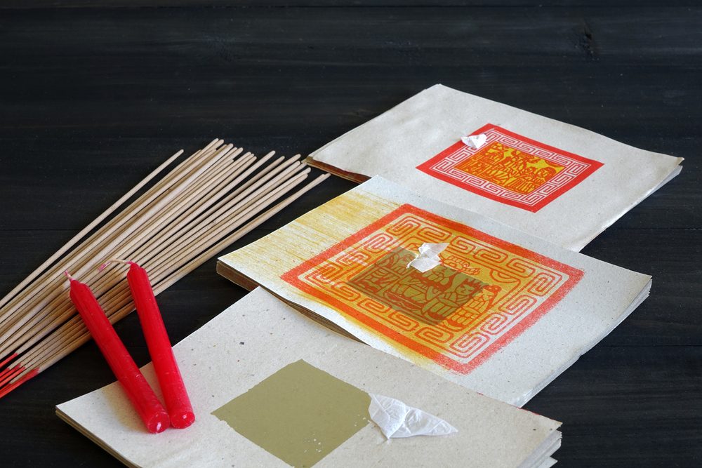 Joss Money, Candles and joss sticks used in Chinese Ghost Festival 