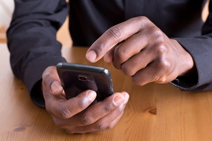 Man using smartphone