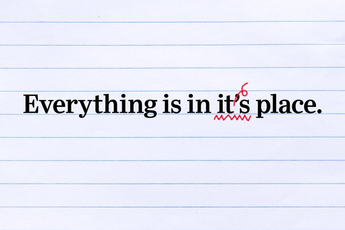 Text on lined paper: Everything is in it's place.