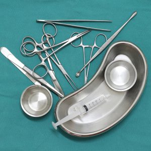 surgical instruments and tools including on a table for a surgery