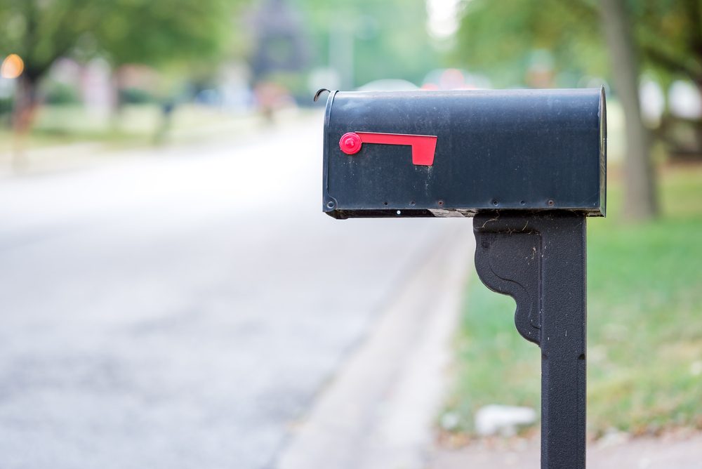 Mailbox with flag down