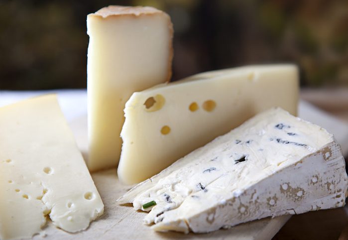 Three kinds of french cheese and Grissini breadsticks