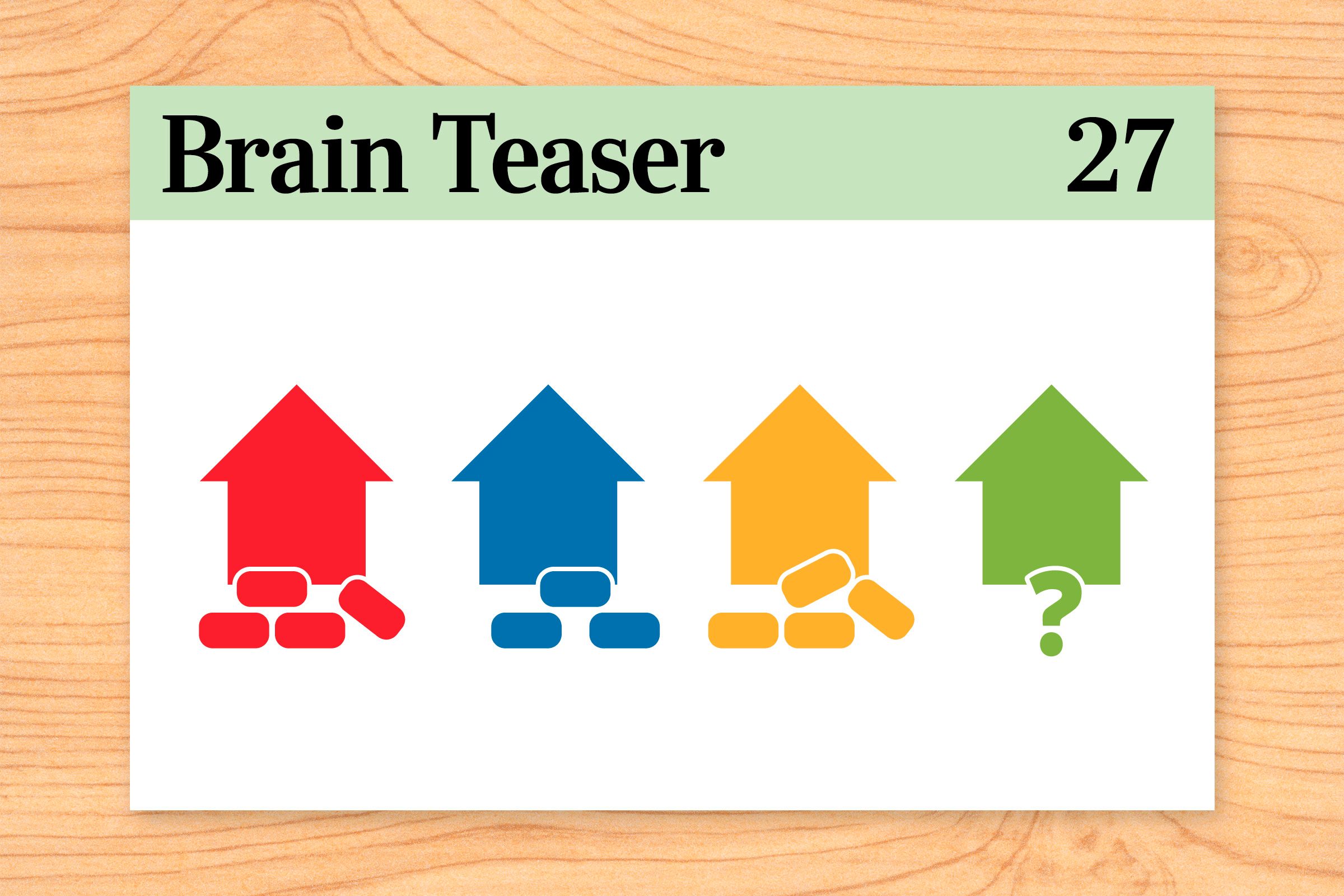 A red house is made from red bricks. A blue house is made from blue bricks. A yellow house is made from yellow bricks. What is a green house made from?