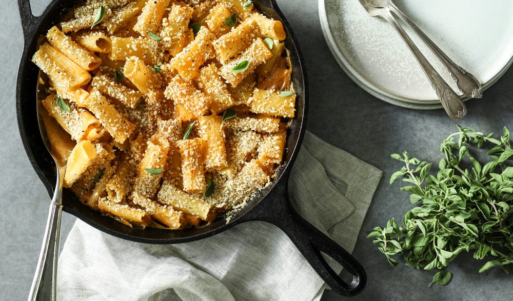 Homemade baked vegan Mac n Cheese