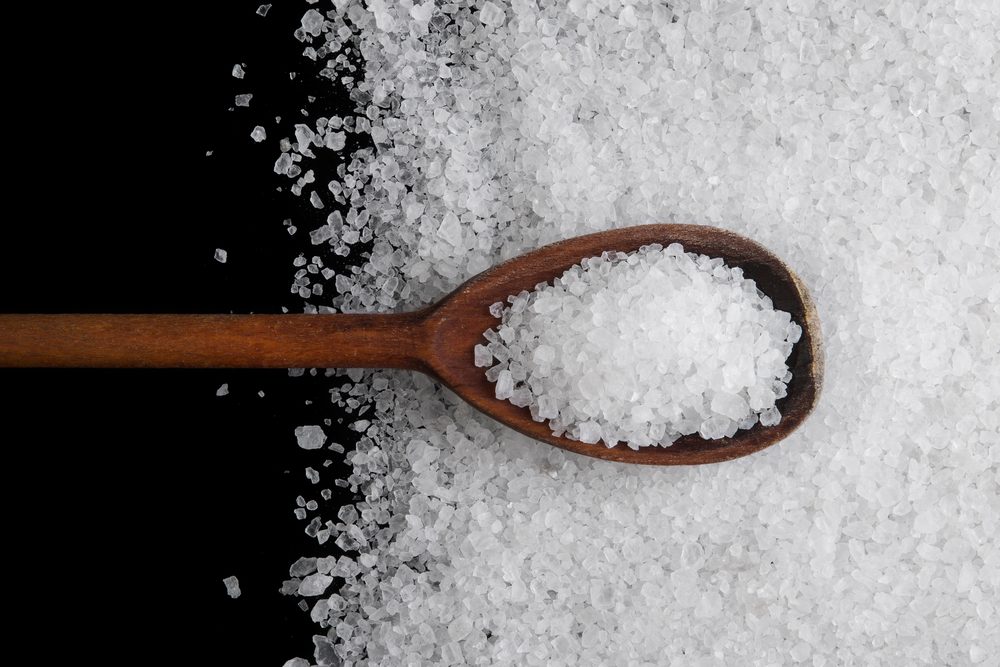 Sea salt crystals on a black background