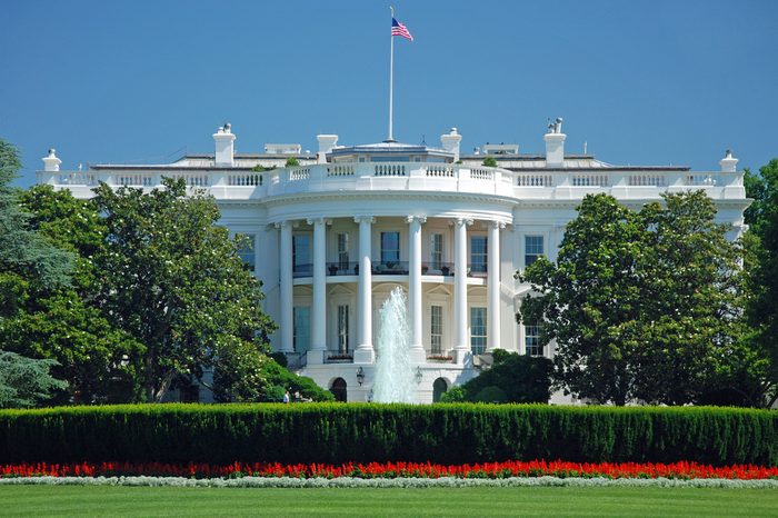 The White House in Washington DC with beautiful blue sky