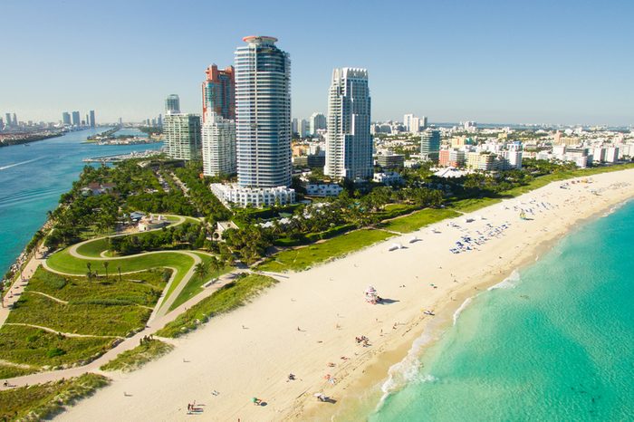 South Beach, Miami Beach. Florida. Aerial view. Paradise. South Pointe Park and Pier