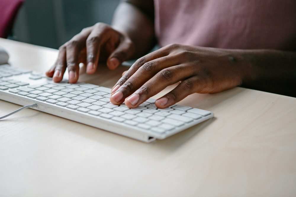 Hands on keyboard.