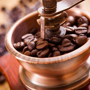 Coffee grinder and coffee beans